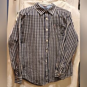 Tommy Hilfiger Navy and White Boy's Checkered Shirt